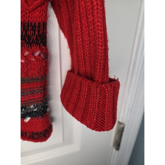 Coldwater Creek Red Patchwork Cardigan XL Teacher Christmas Party Vibes - Picture 4 of 7